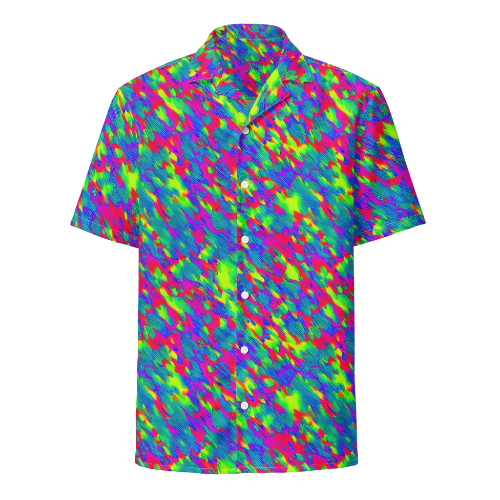 Turquoise Brushfire on Button Shirt — Front