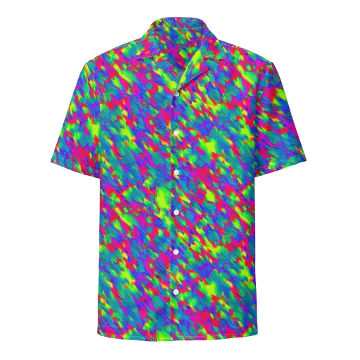 Turquoise Brushfire on a Button Shirt