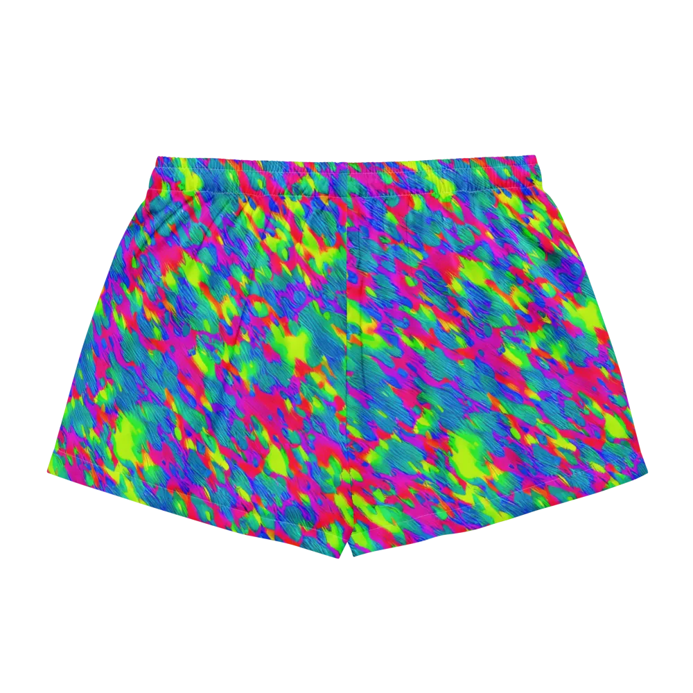 Turquoise Brushfire on Women's Pajama Shorts — Back