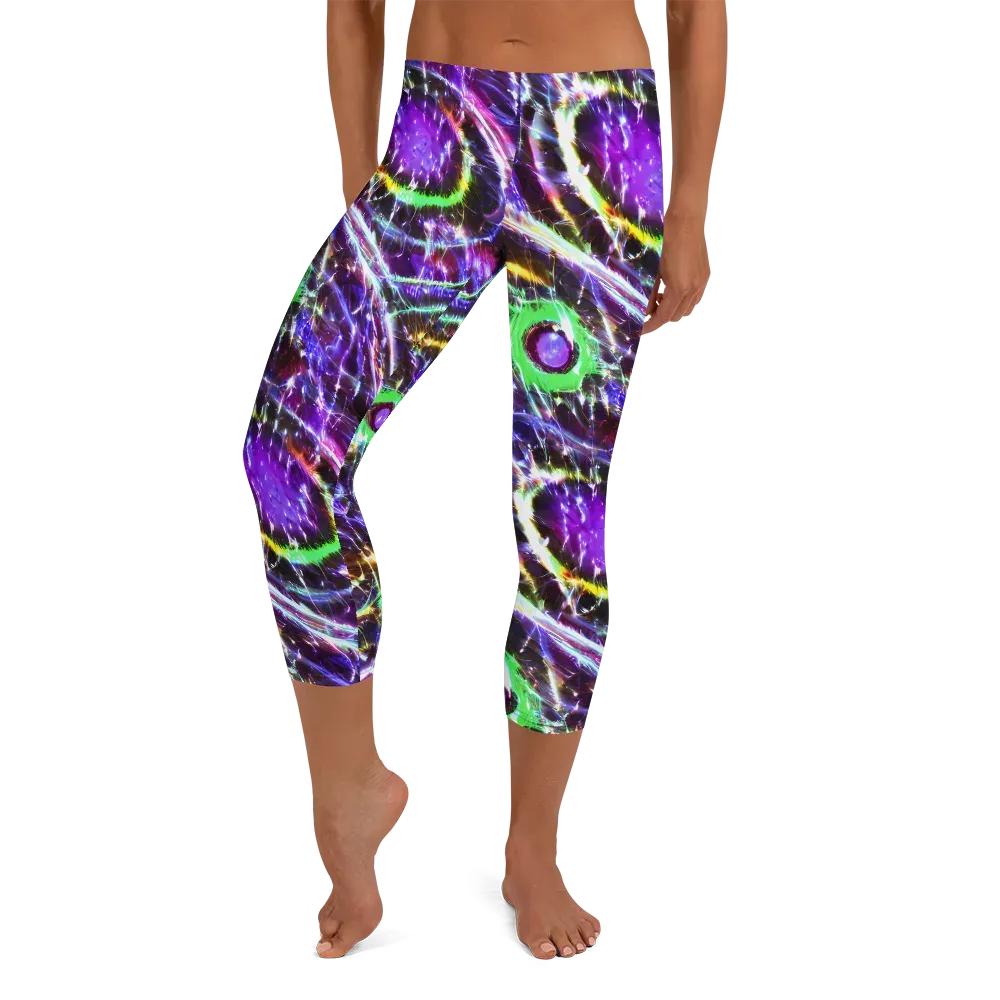 Galactic Cell on Capri Leggings — Front