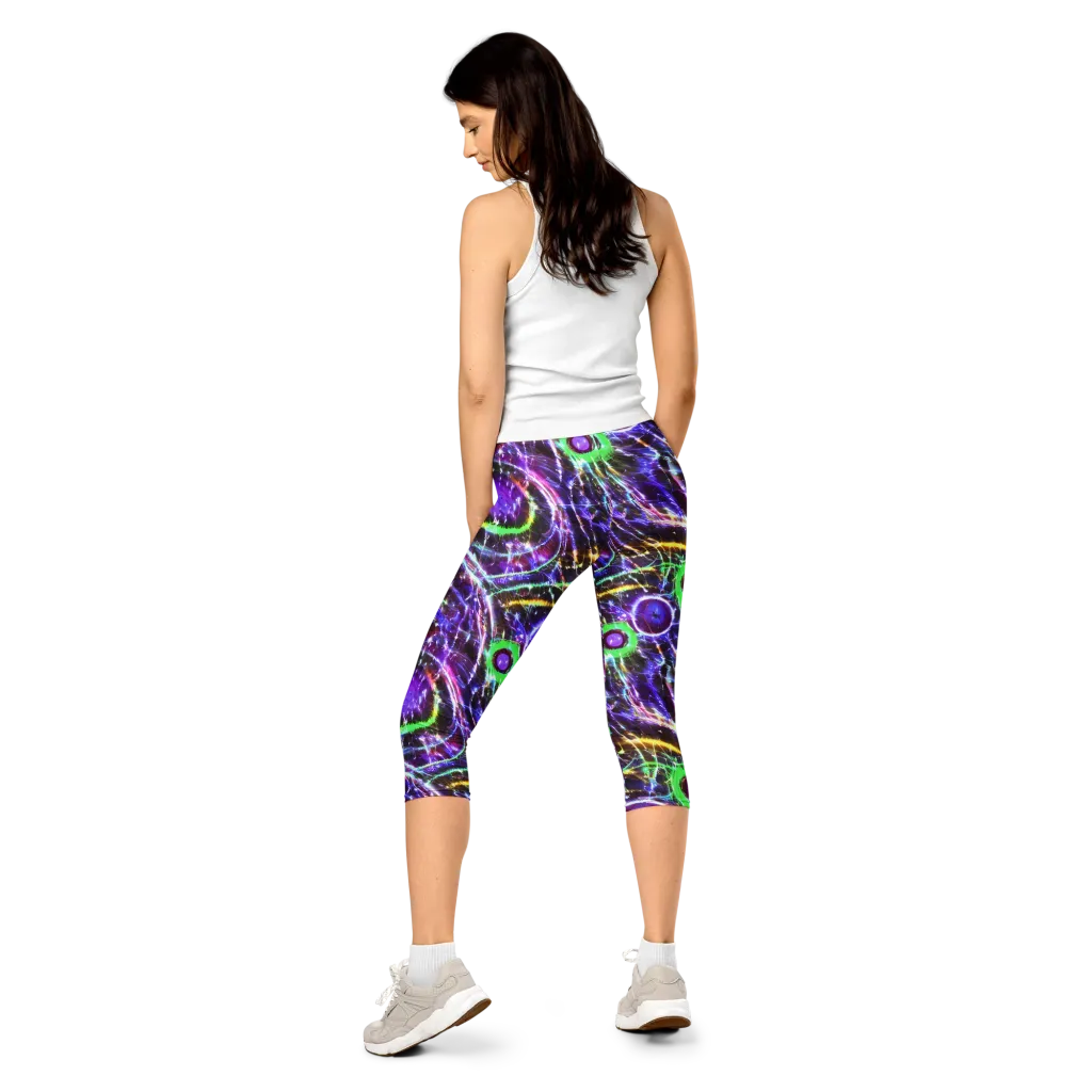 Galactic Cell on Capri Leggings — Back