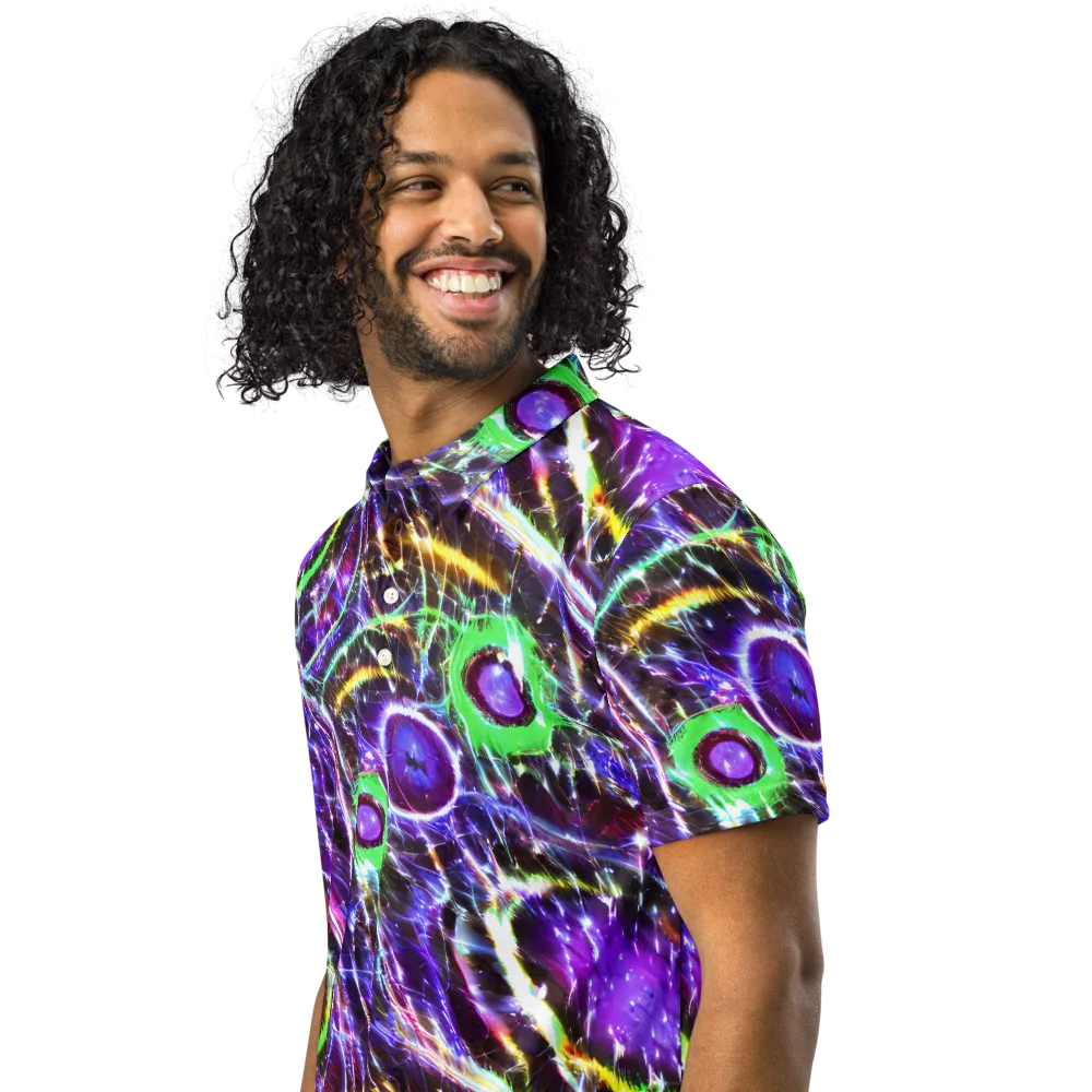 Galactic Cell on Men's Slim Fit Polo Shirt — Left Front
