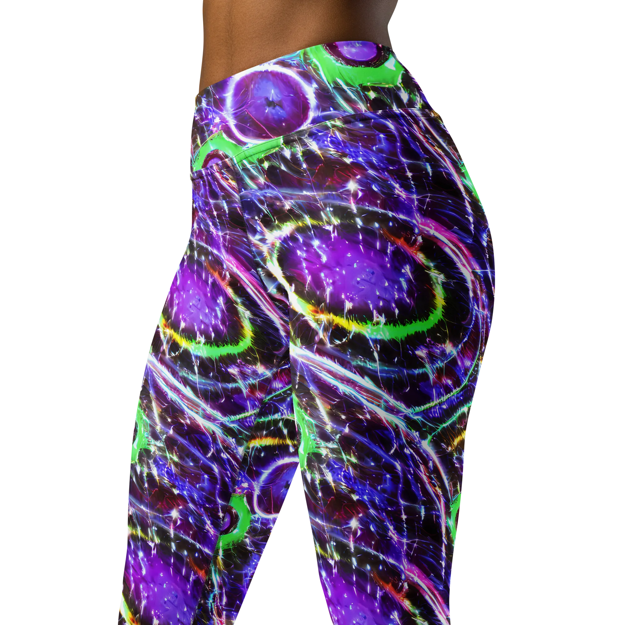 Galactic Cell on Yoga Leggings — Left Front