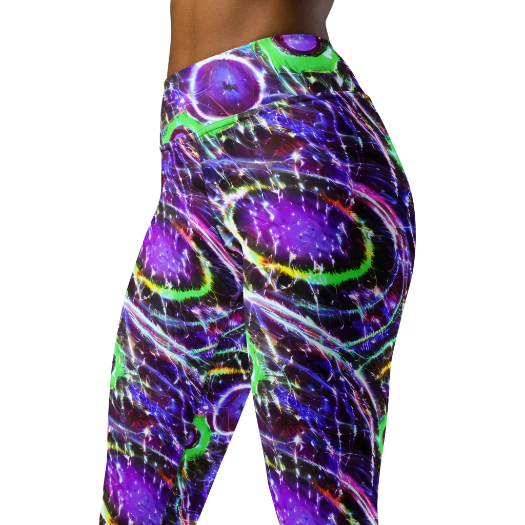 Galactic Cell on Yoga Leggings — Left Front