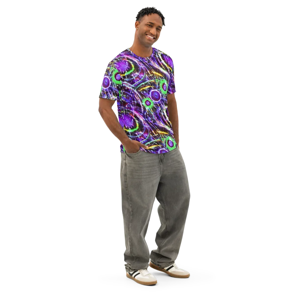 Galactic Cell on Men's Cotton Crew Neck T-Shirt — Right Front