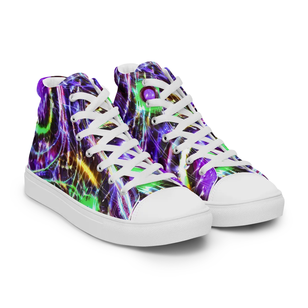 Galactic Cell on Men's High Top Canvas Shoes — Right Front