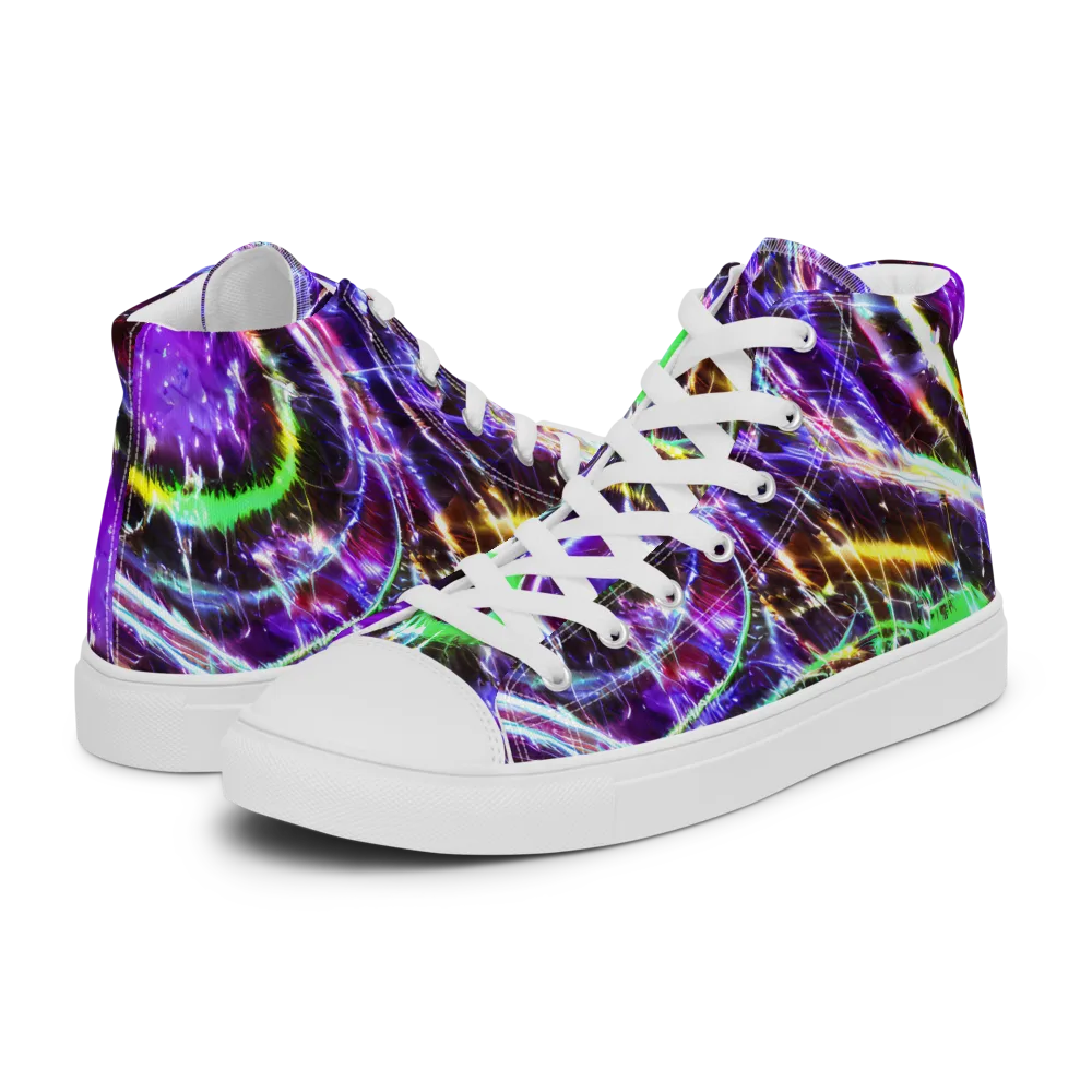 Galactic Cell on Men's High Top Canvas Shoes — Left