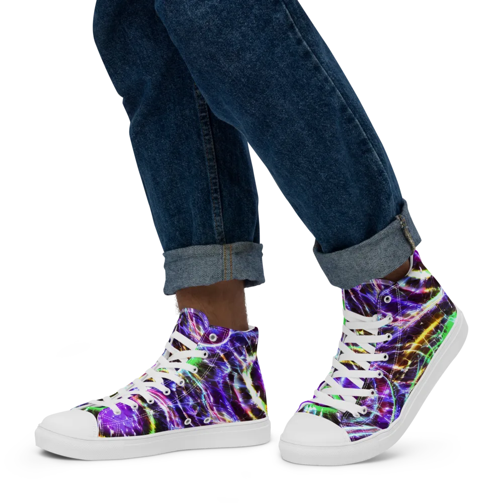 Galactic Cell on Men's High Top Canvas Shoes — Left