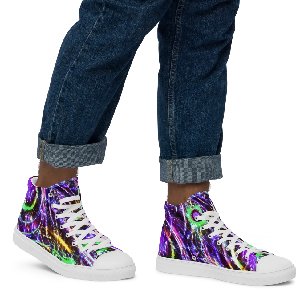 Galactic Cell on Men's High Top Canvas Shoes — Right