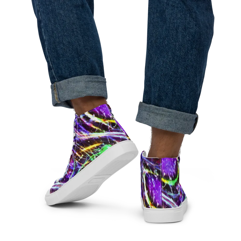 Galactic Cell on Men's High Top Canvas Shoes — Back