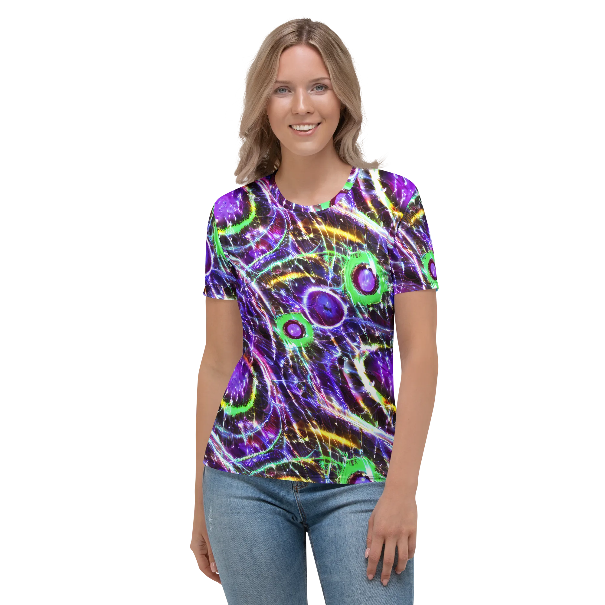 Galactic Cell on Women's Crew Neck T-Shirt — Front