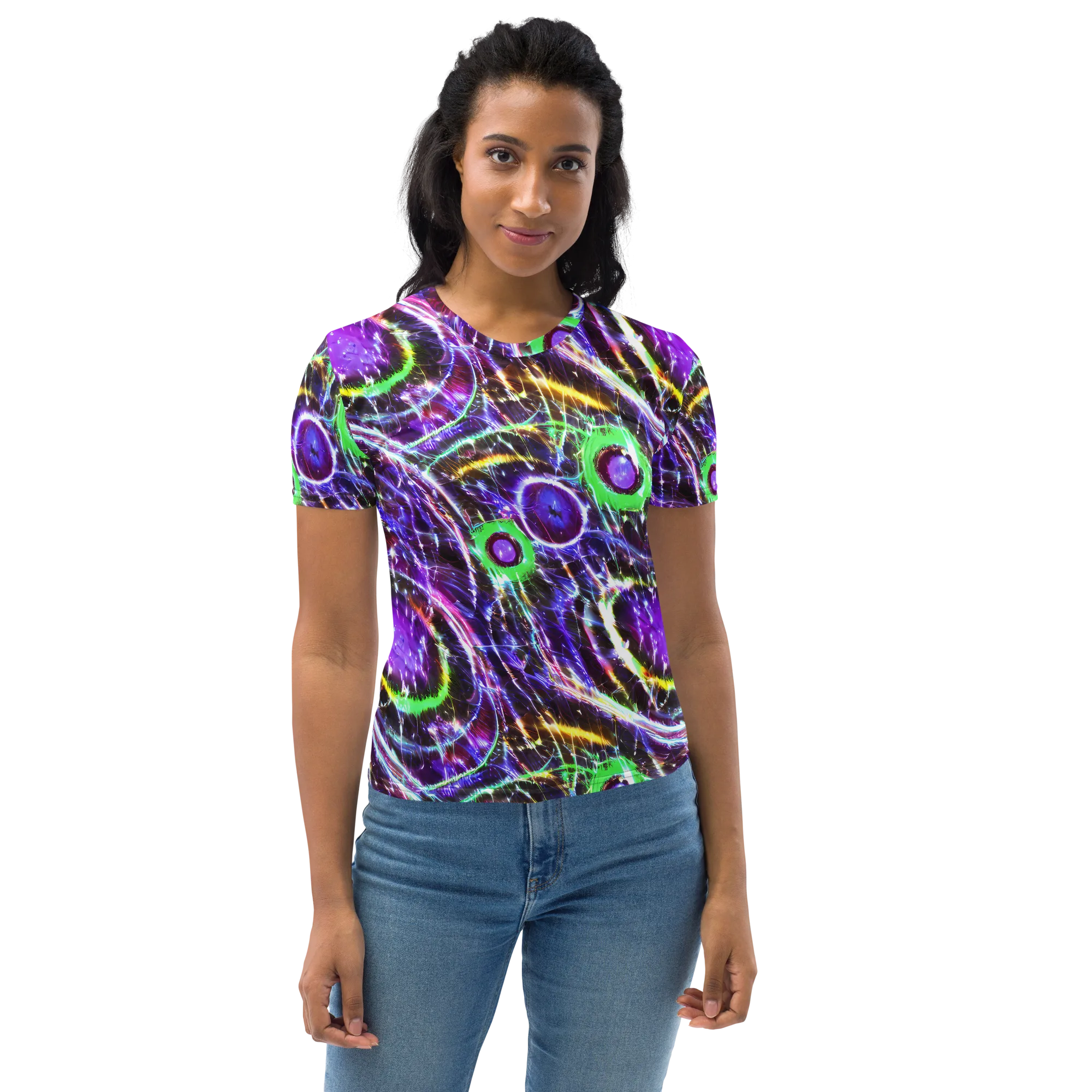 Galactic Cell on Women's Crew Neck T-Shirt — Front