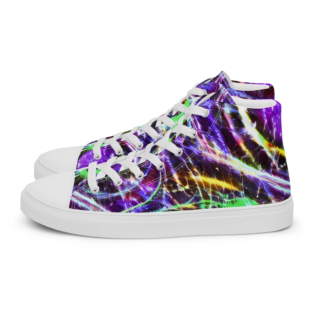 Galactic Cell on Women's High Top Canvas Shoes — Left