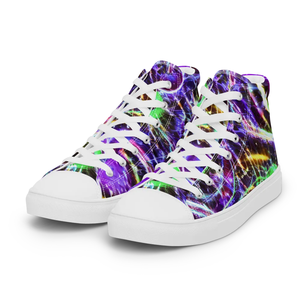 Galactic Cell on Women's High Top Canvas Shoes — Left Front