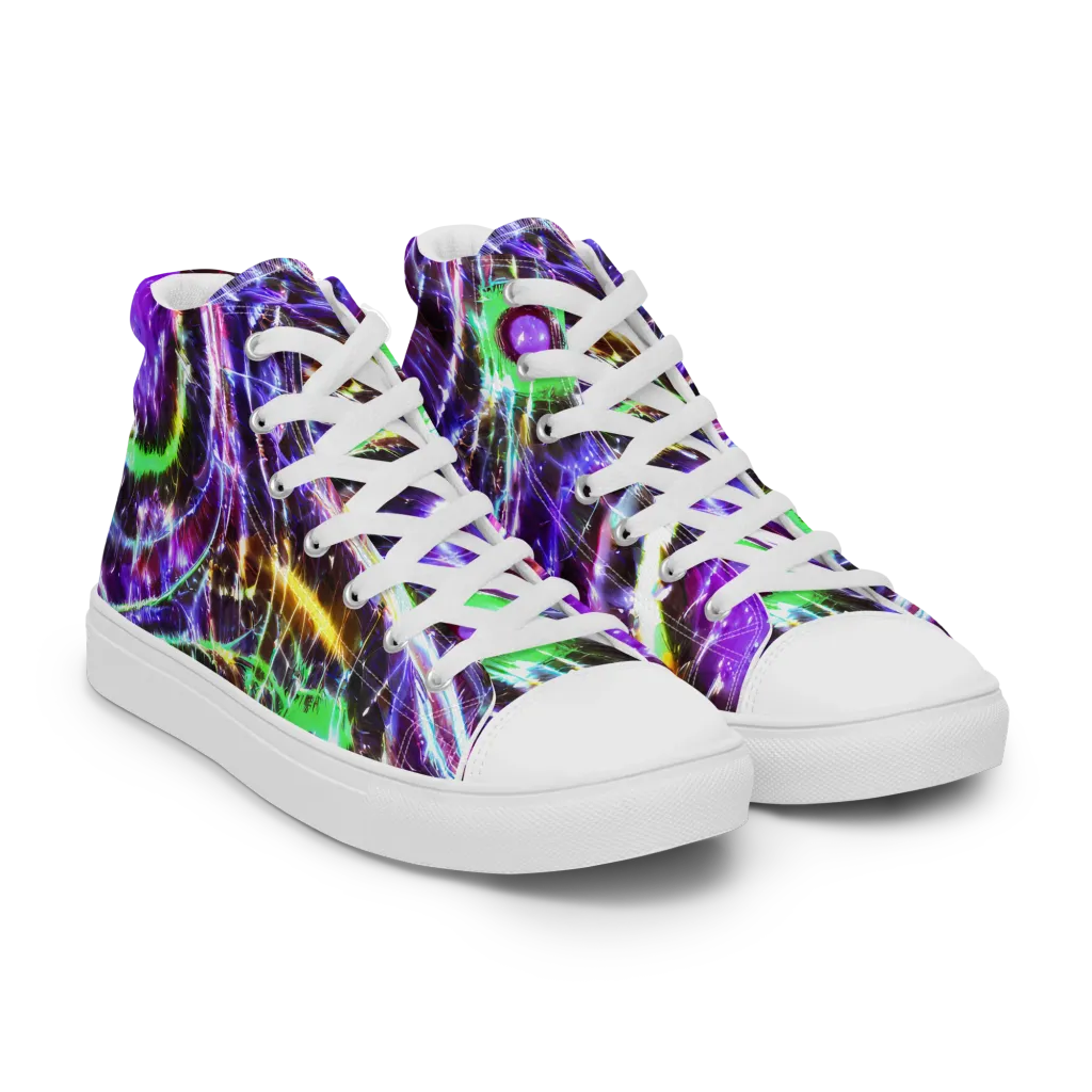 Galactic Cell on Women's High Top Canvas Shoes — Right Front