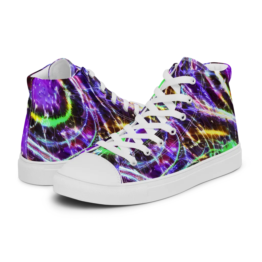 Galactic Cell on Women's High Top Canvas Shoes — Left