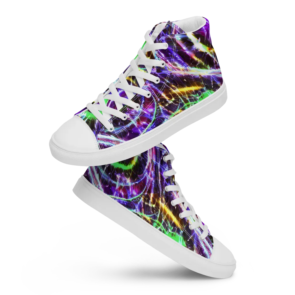 Galactic Cell on Women's High Top Canvas Shoes — Front