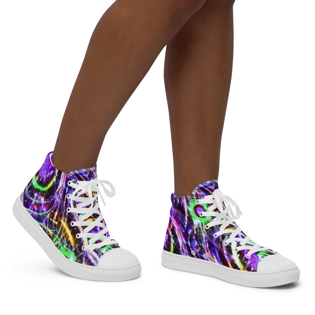 Galactic Cell on Women's High Top Canvas Shoes — Right