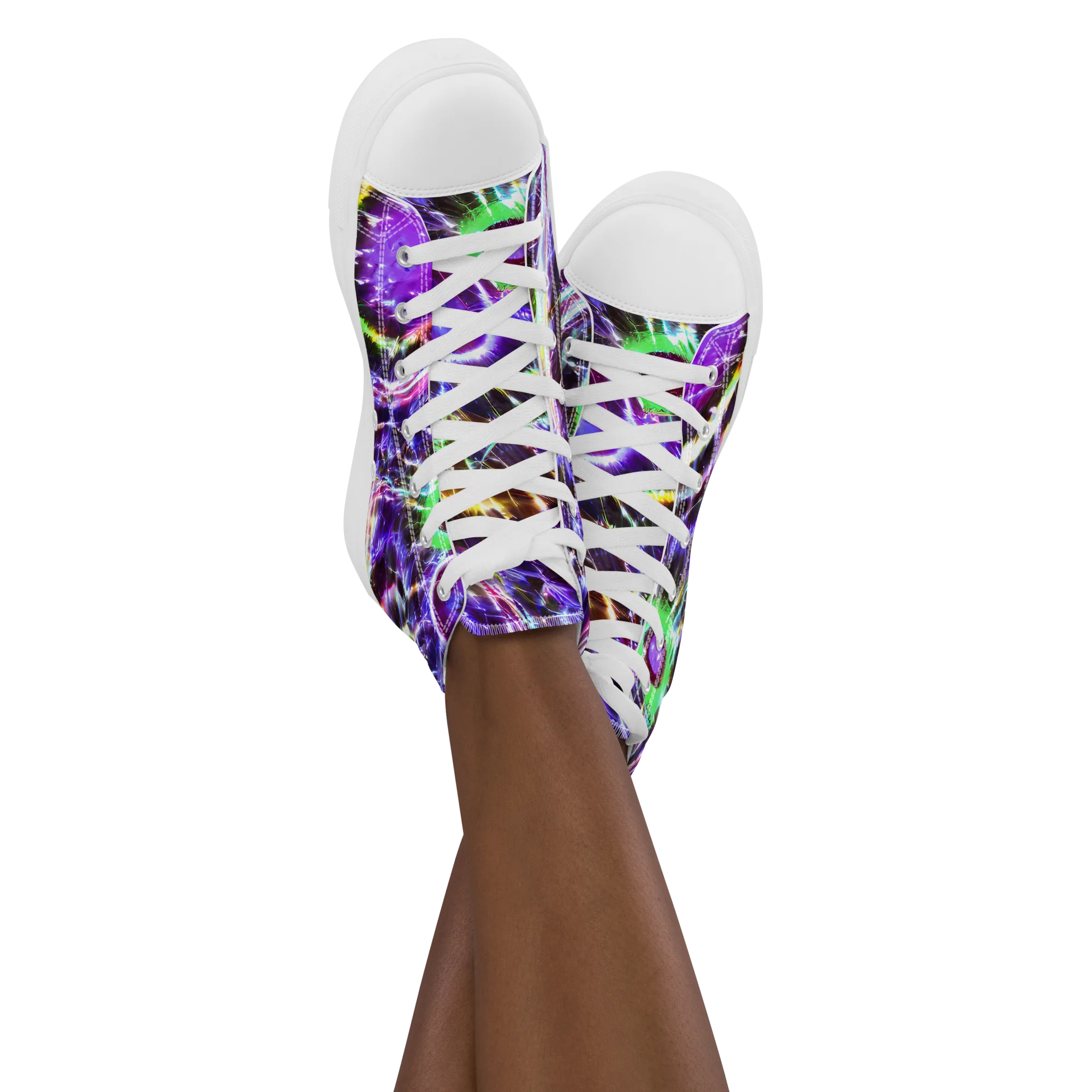 Galactic Cell on Women's High Top Canvas Shoes — Front