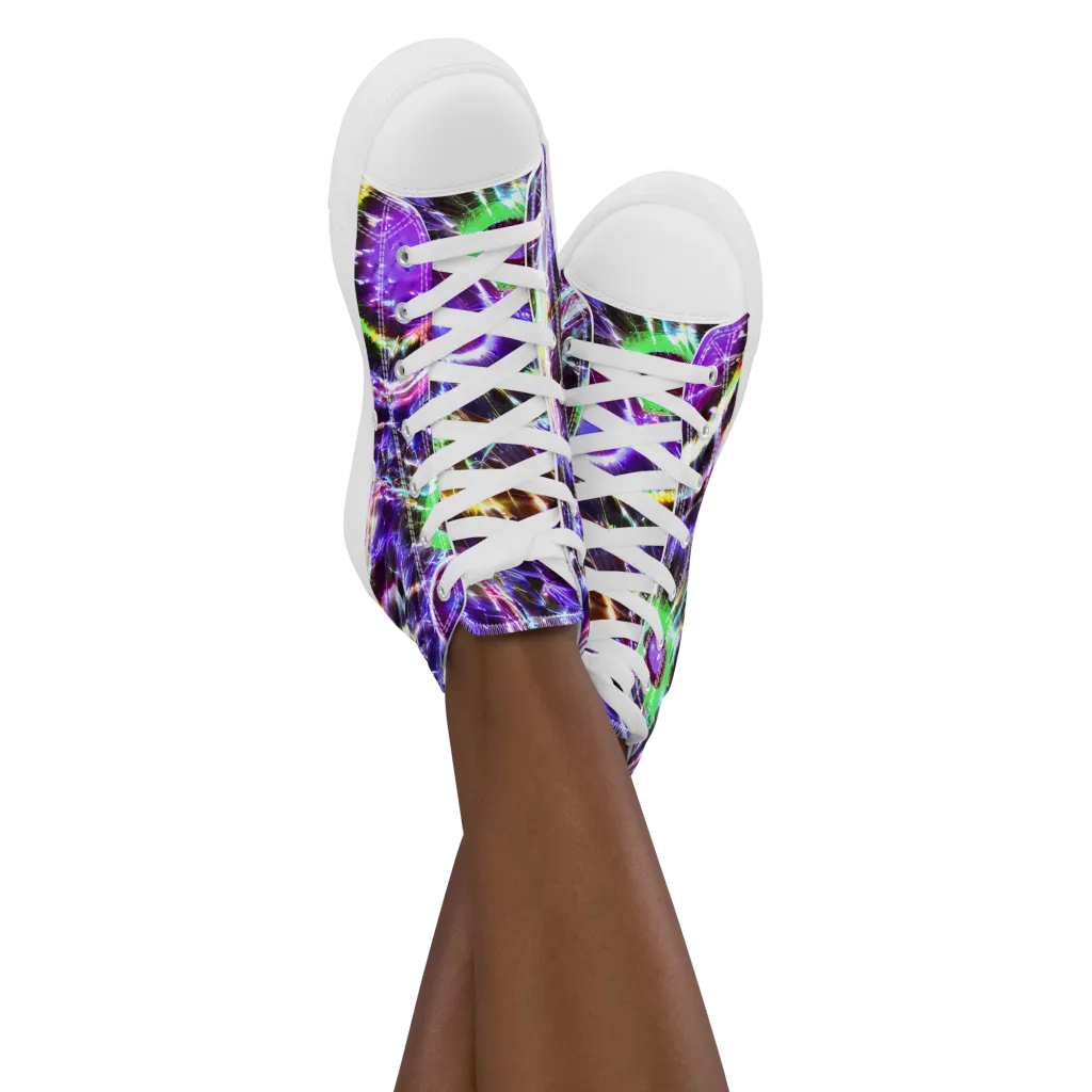 Galactic Cell on Women's High Top Canvas Shoes — Front