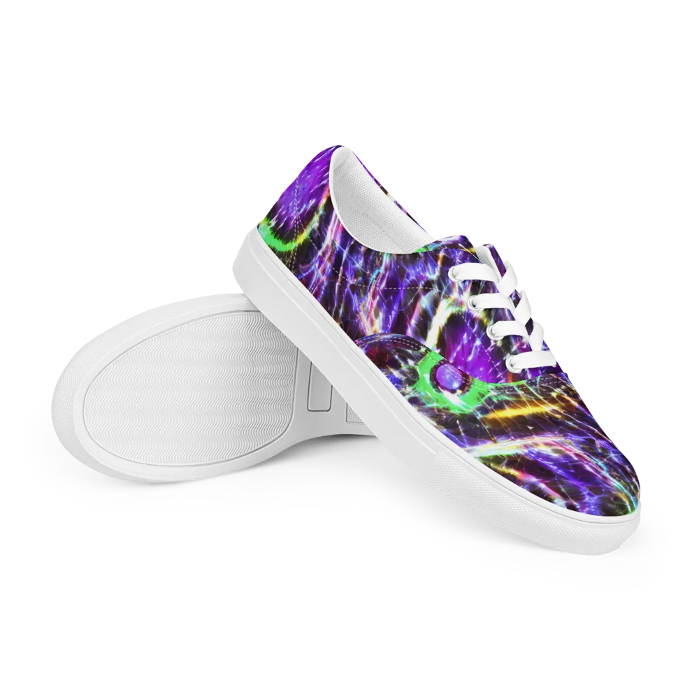 Galactic Cell on Men's Lace-Up Canvas Shoes — Right Front