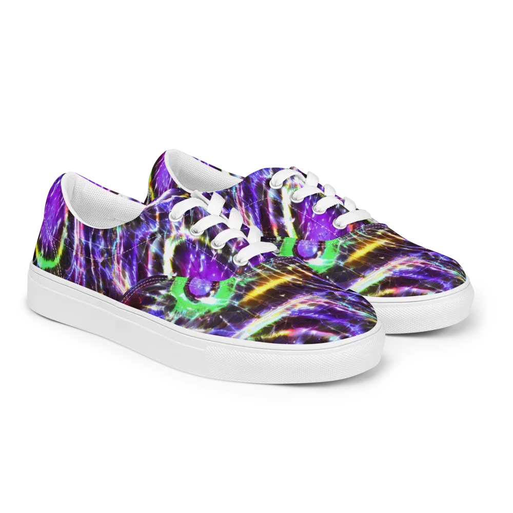 Galactic Cell on Men's Lace-Up Canvas Shoes — Right Front