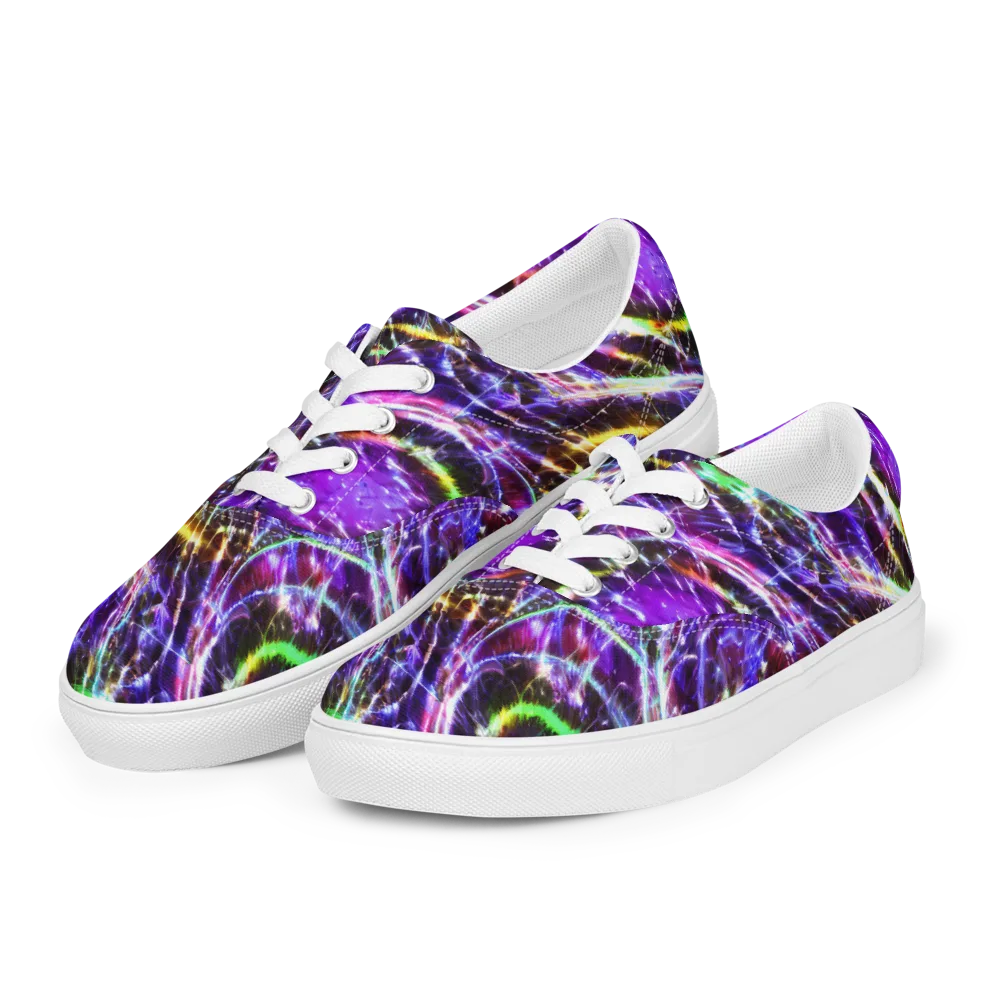 Galactic Cell on Men's Lace-Up Canvas Shoes — Left Front