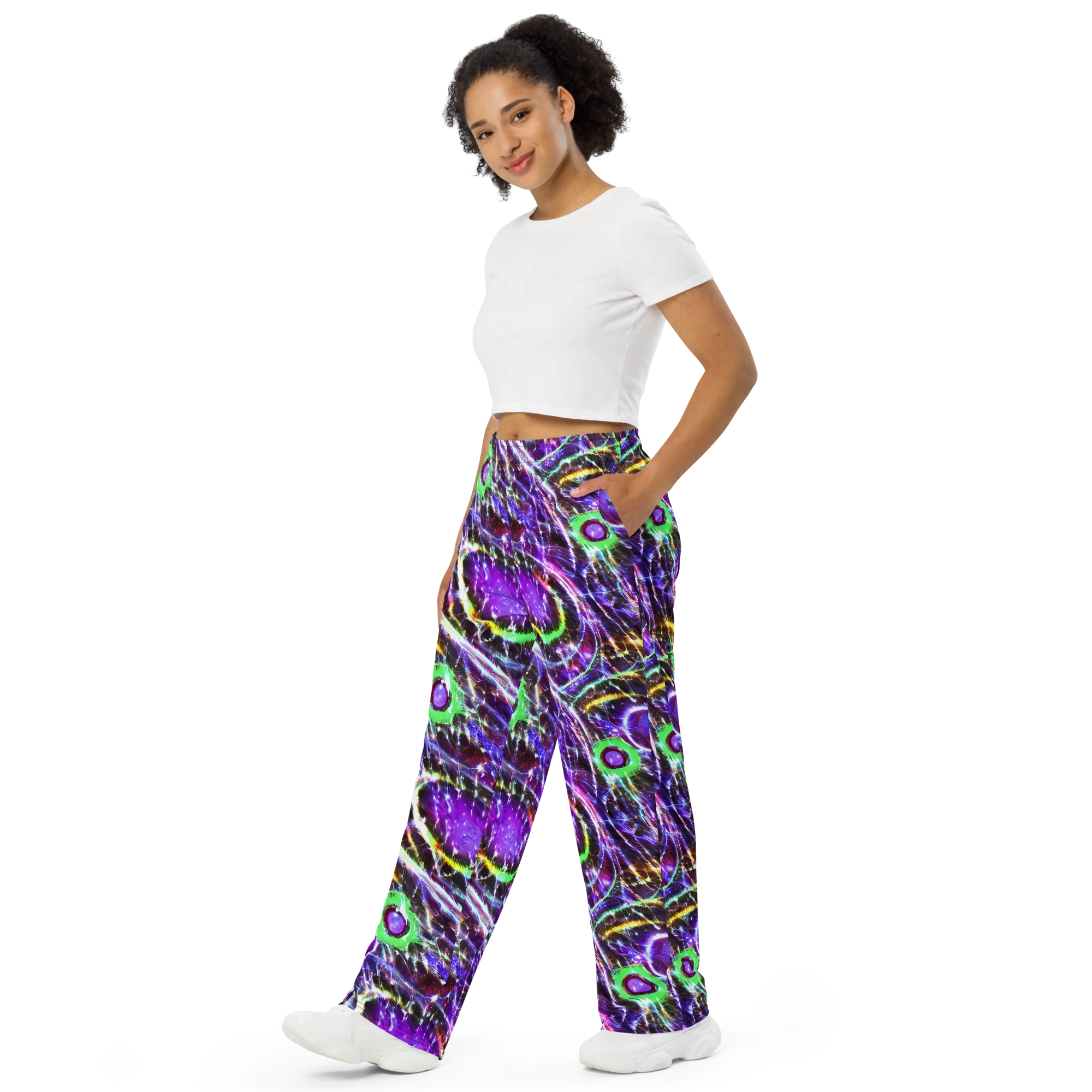 Galactic Cell on Wide-Leg Pants — Left Front