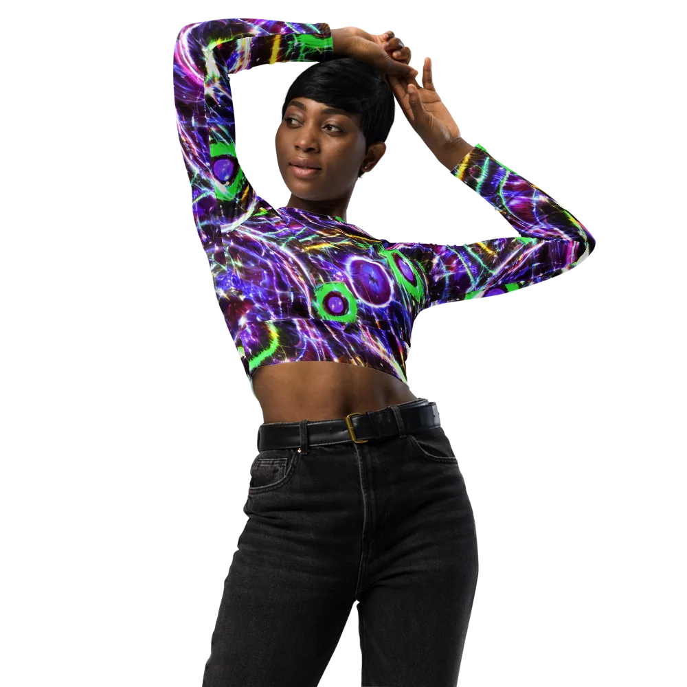 Galactic Cell on Long Sleeve Crop Top — Front