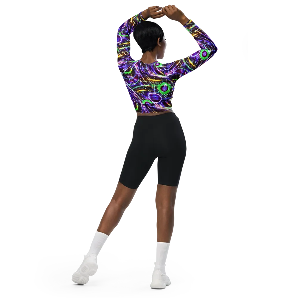 Galactic Cell on Long Sleeve Crop Top — Back