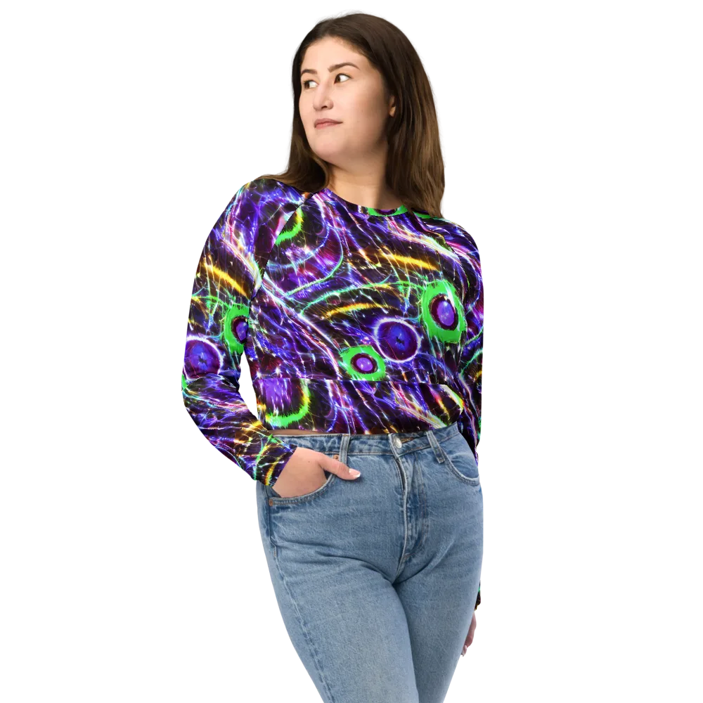 Galactic Cell on Long Sleeve Crop Top — Front