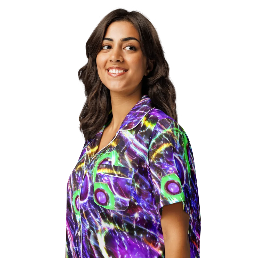 Galactic Cell on Women's Short Sleeve Pajama Top — Left Front