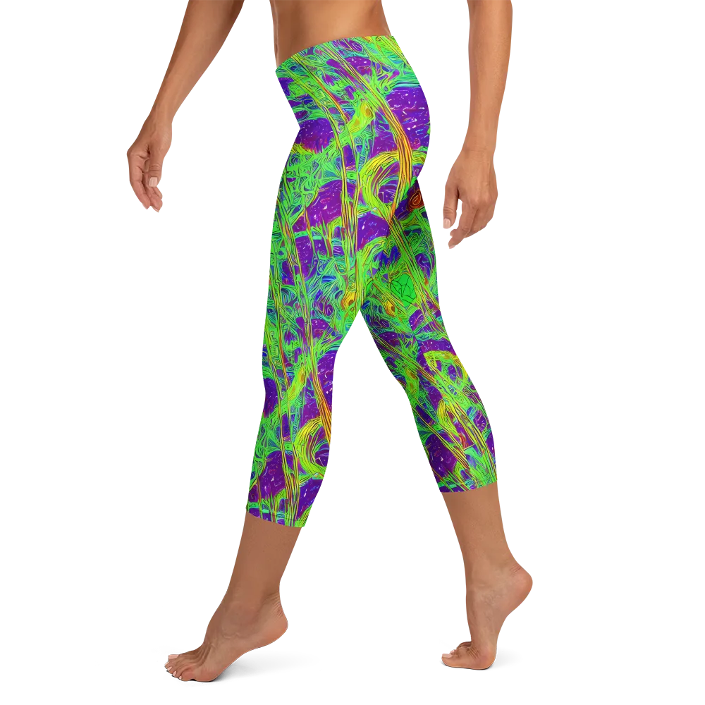 Wild Neon on Capri Leggings — Left