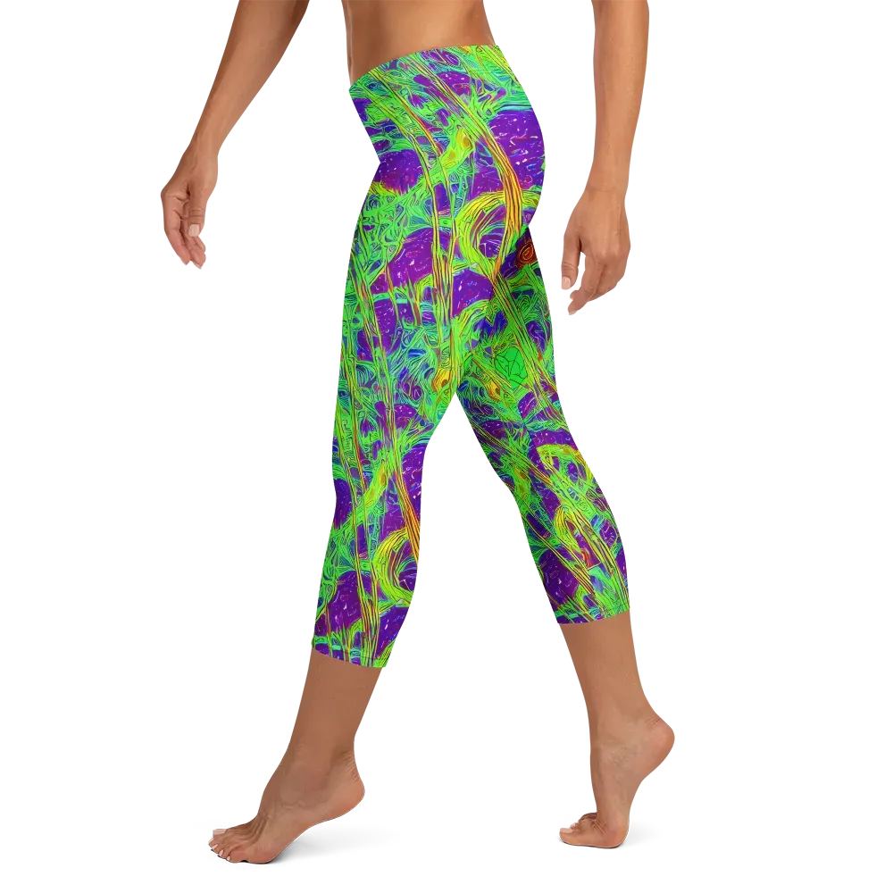 Wild Neon on Capri Leggings — Left
