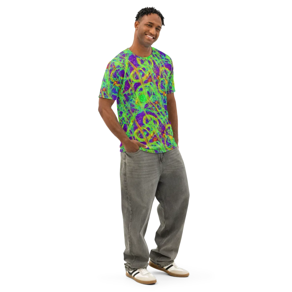 Wild Neon on Men's Cotton Crew Neck T-Shirt — Right Front