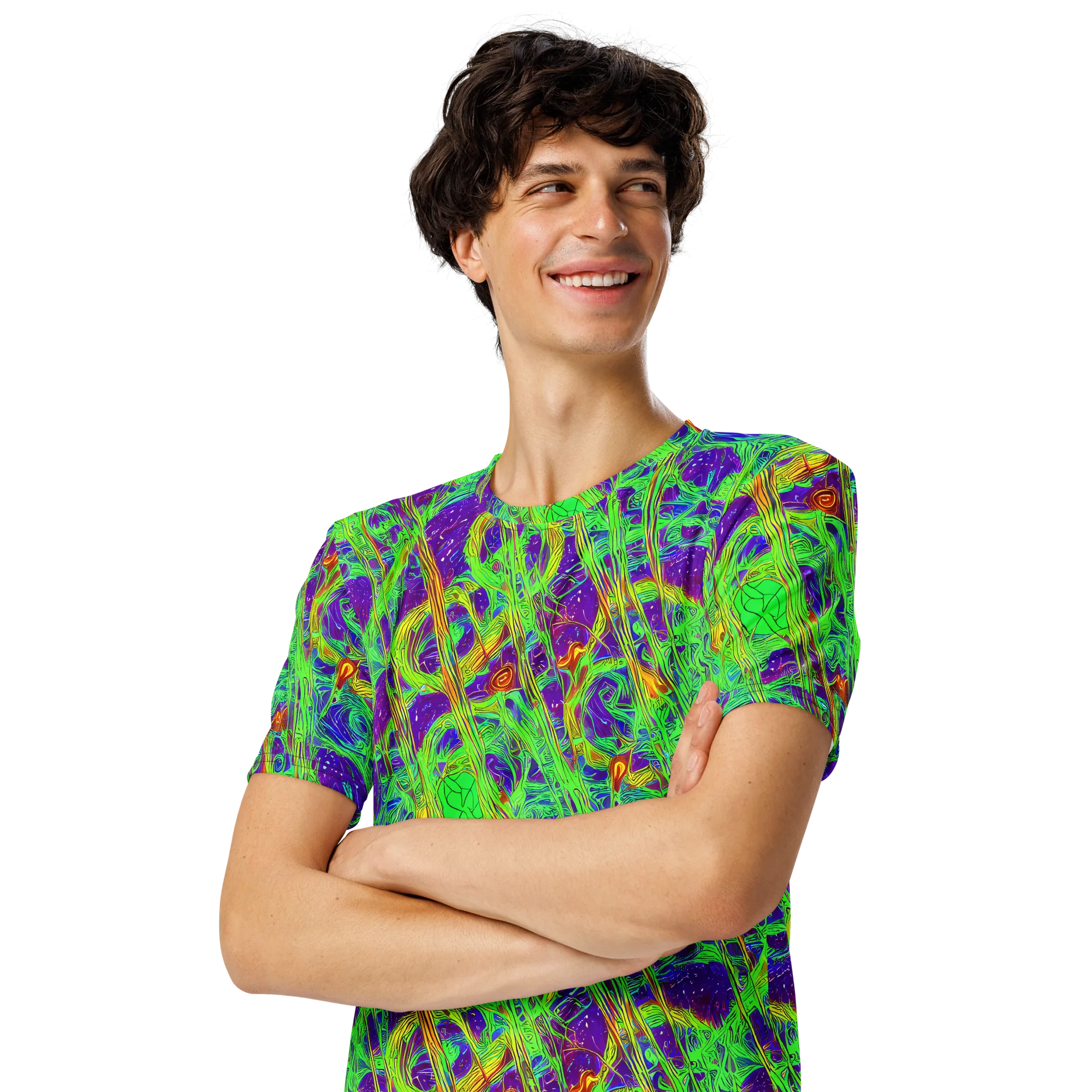 Wild Neon on Men's Crew Neck T-Shirt — Left Front