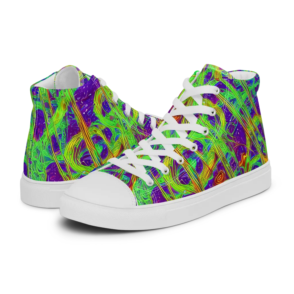 Wild Neon on Men's High Top Canvas Shoes — Left
