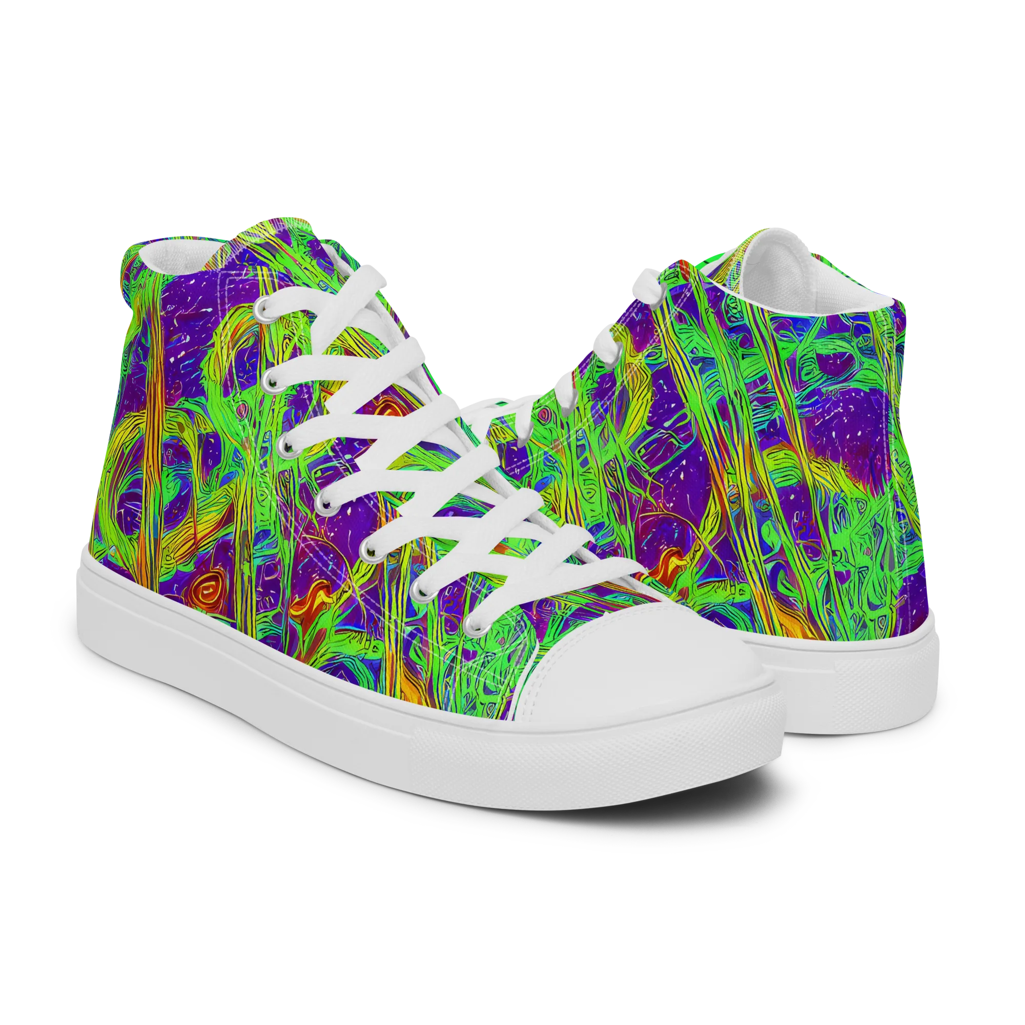 Wild Neon on Men's High Top Canvas Shoes — Right