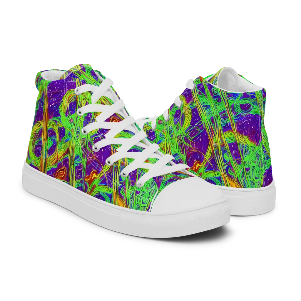 Wild Neon on Men's High Top Canvas Shoes — Right
