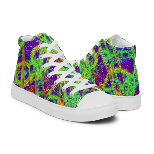 Wild Neon on a Men's High Top Canvas Shoes