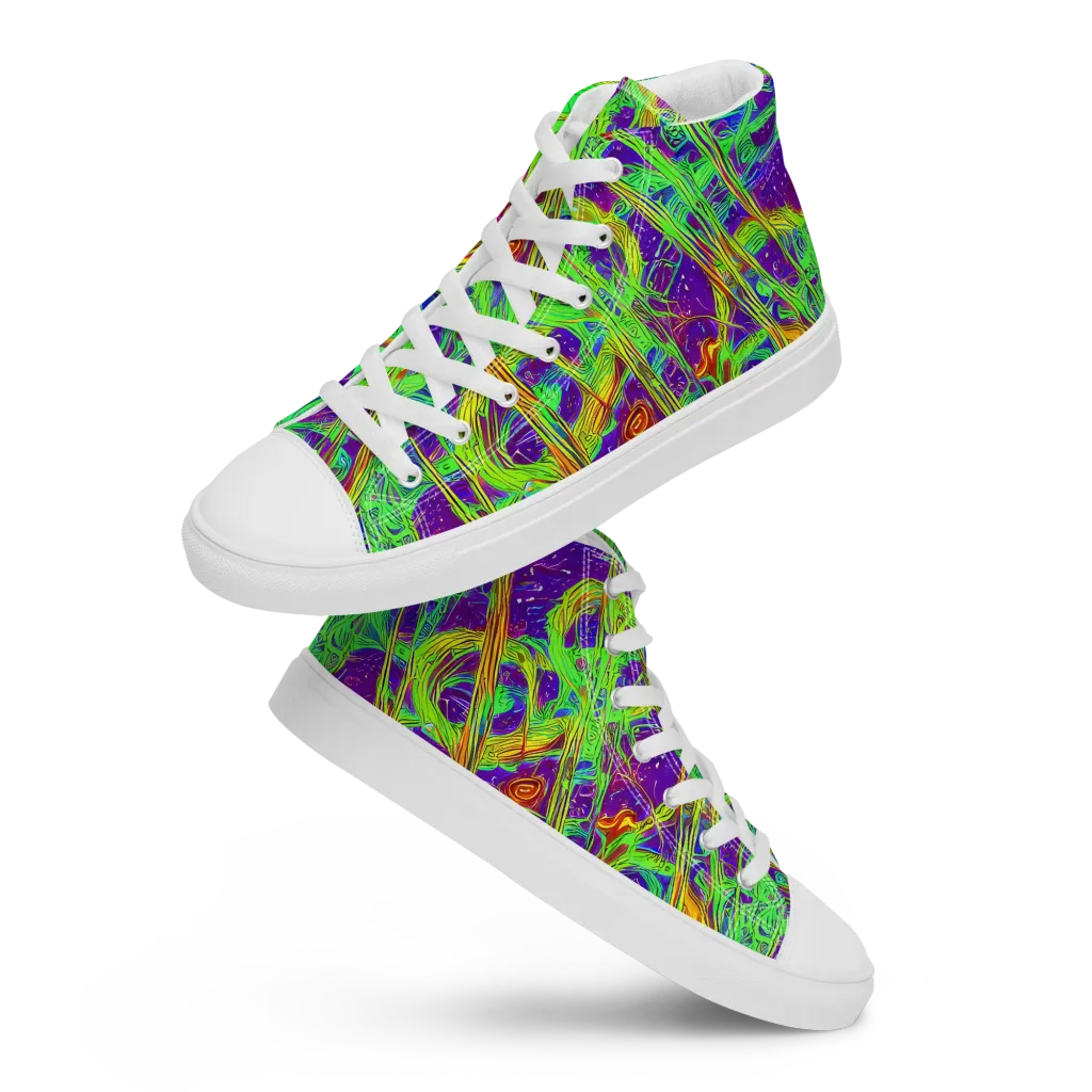 Wild Neon on Men's High Top Canvas Shoes — Front