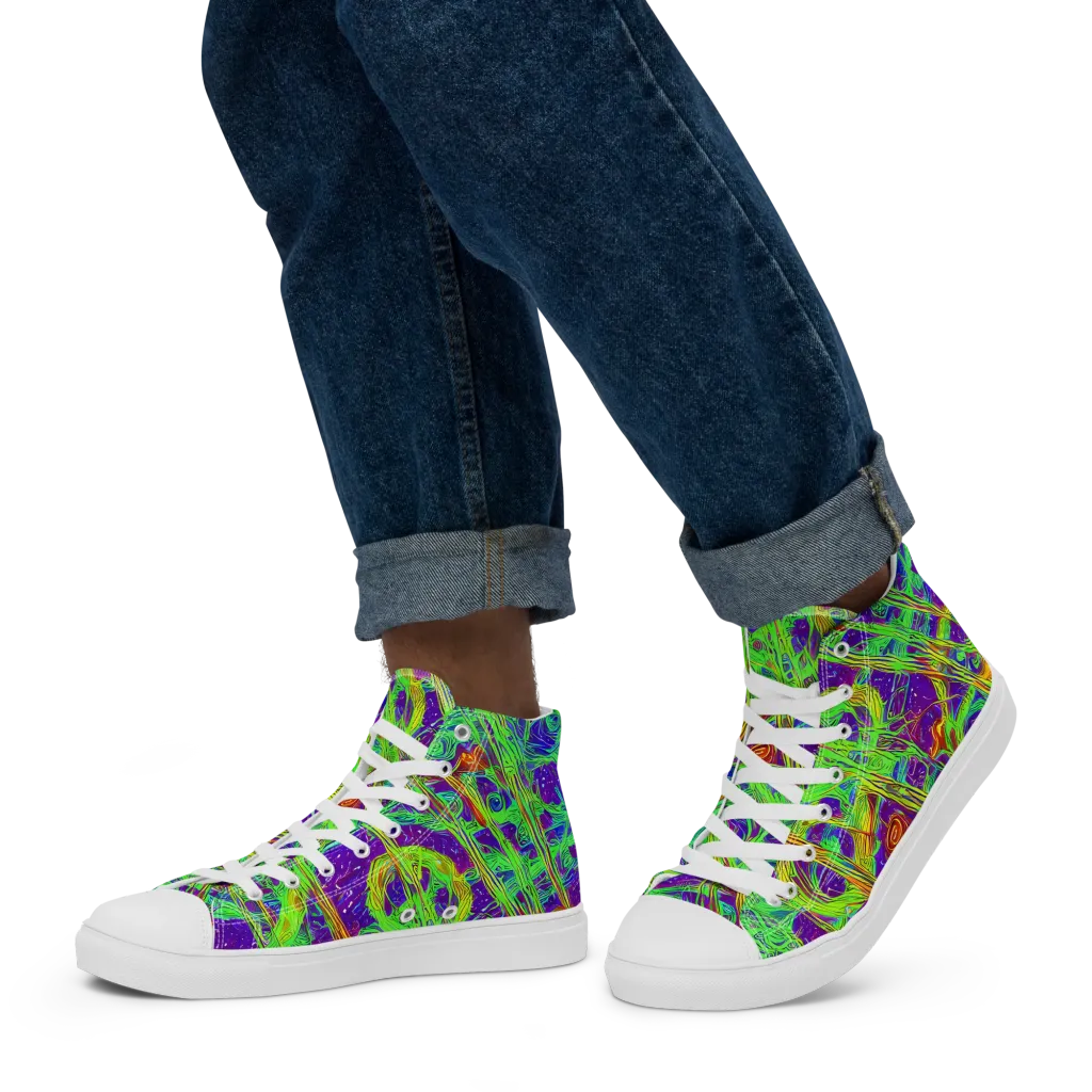 Wild Neon on Men's High Top Canvas Shoes — Left