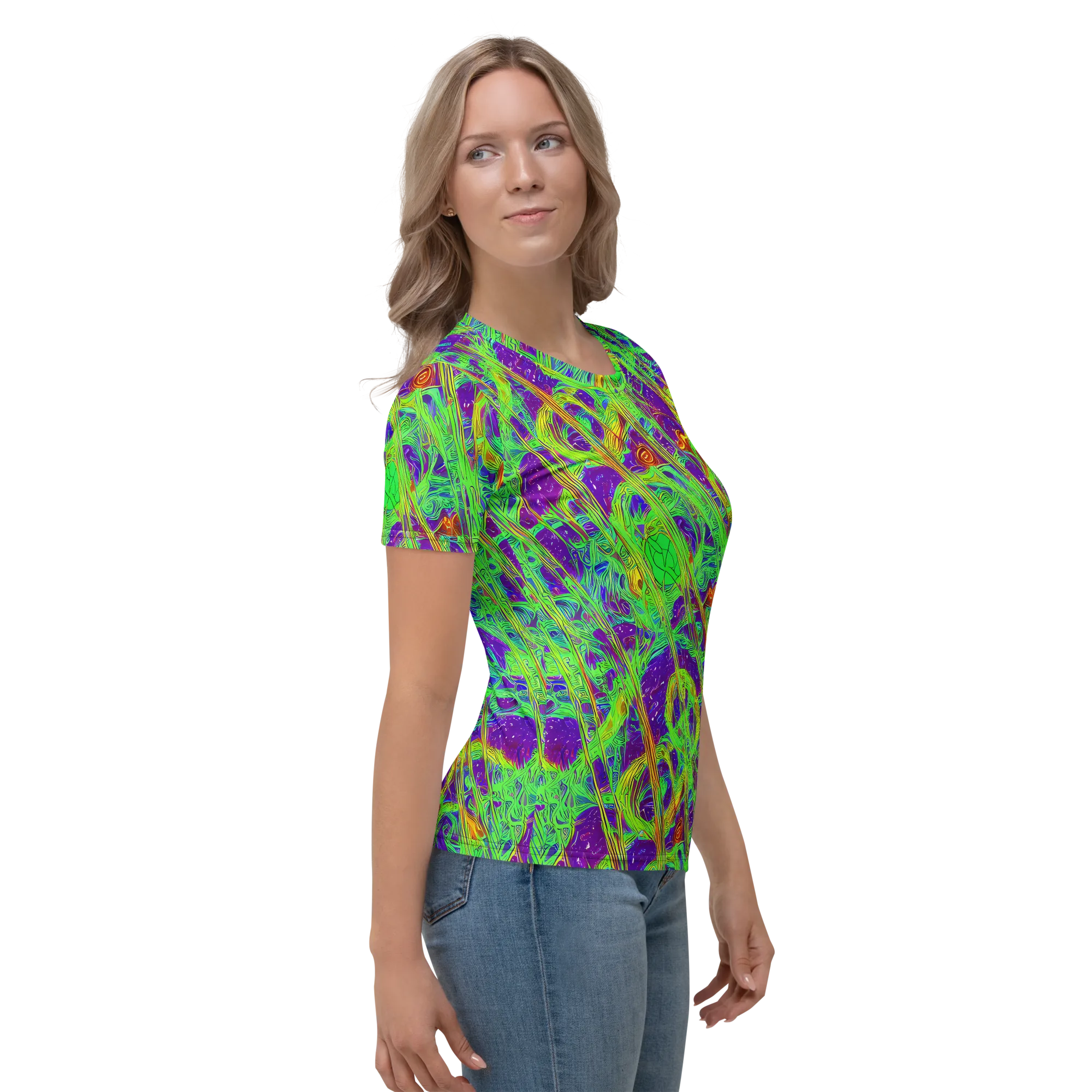 Wild Neon on Women's Crew Neck T-Shirt — Right