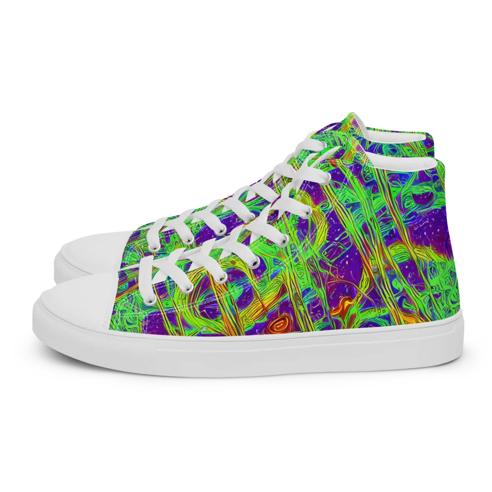 Wild Neon on Women's High Top Canvas Shoes — Left