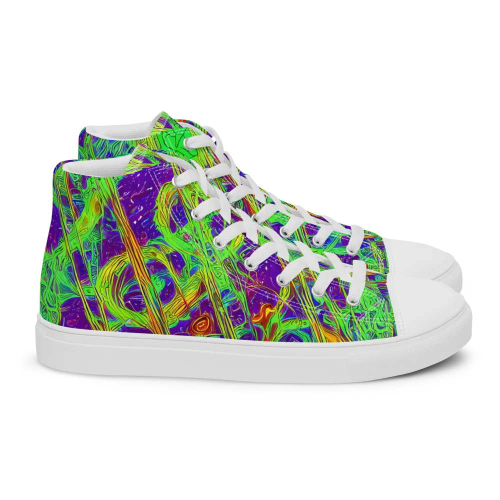 Wild Neon on Women's High Top Canvas Shoes — Right