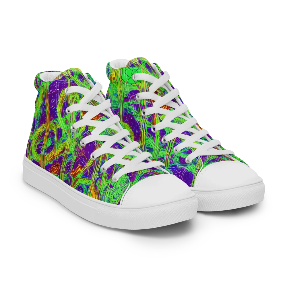 Wild Neon on Women's High Top Canvas Shoes — Right Front