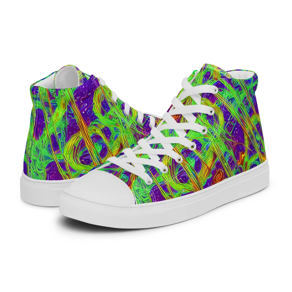 Wild Neon on Women's High Top Canvas Shoes — Left