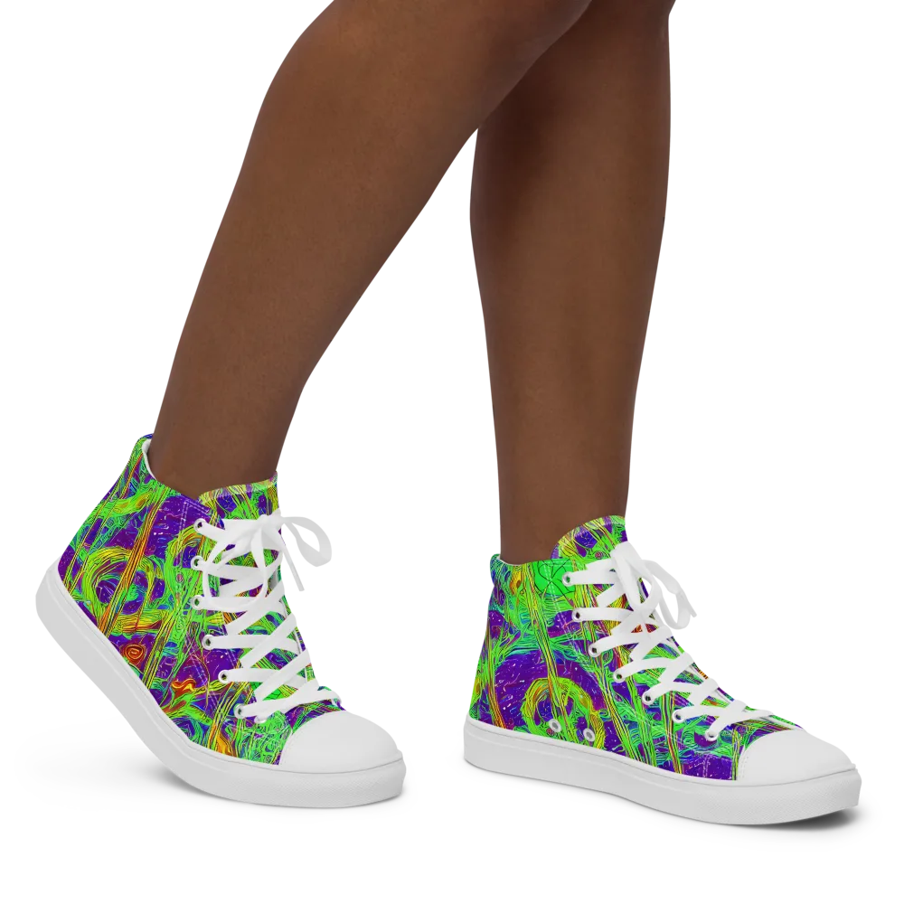Wild Neon on Women's High Top Canvas Shoes — Right