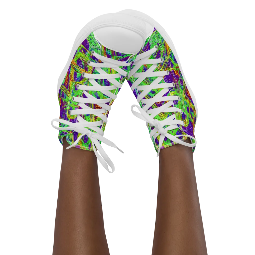 Wild Neon on Women's High Top Canvas Shoes — Front