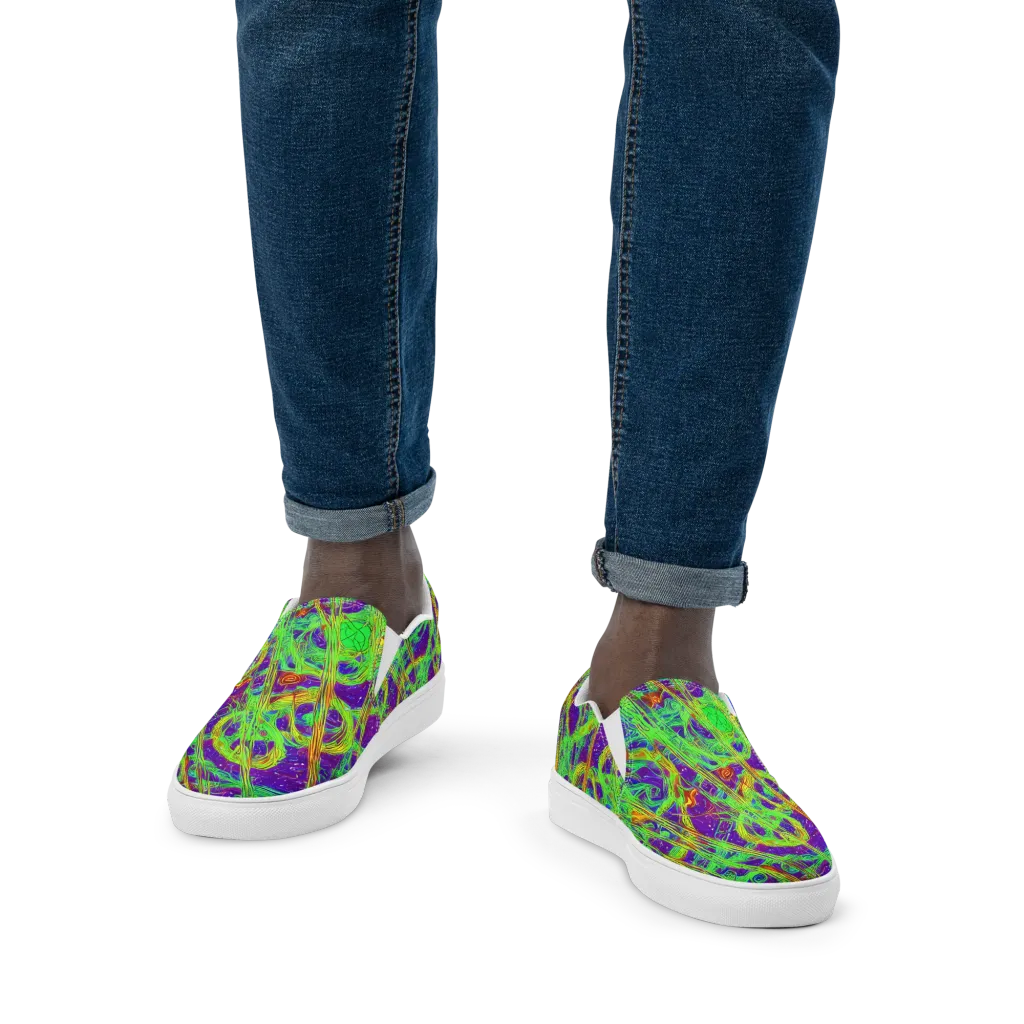 Wild Neon on Men's Slip-On Canvas Shoes — Front